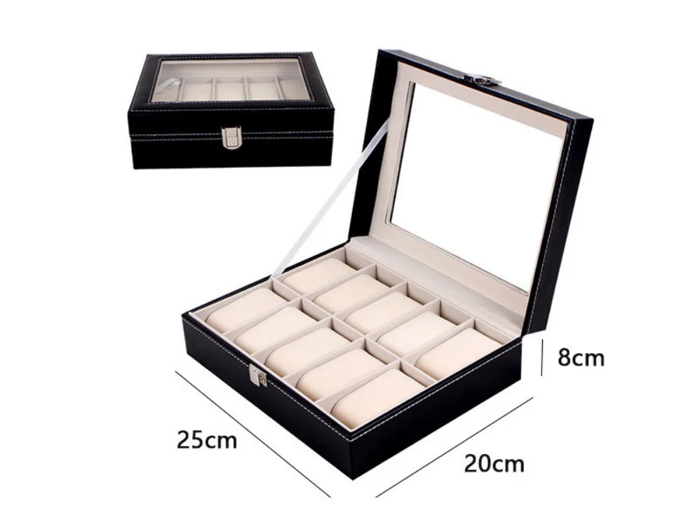 Caja de almacenamiento de cuero para reloj
