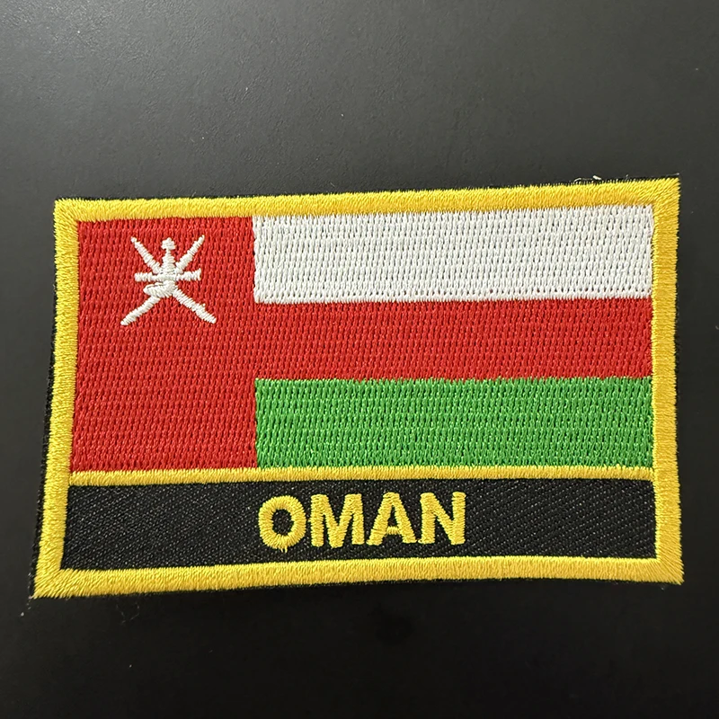 

Oman Flag Embroidery Patches Iron on Saw on Transfer patches Sewing Applications for Clothes in Home&Garden