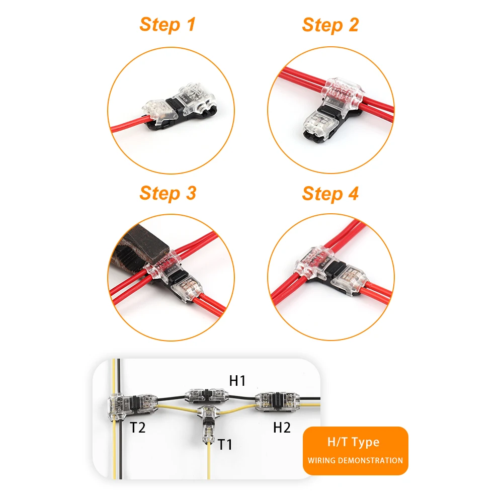 10 قطعة موصلات الأسلاك موصلات الأسلاك الجهد المنخفض اتصال الصلبة ، موصلات أسلاك الصنبور T ، موصلات لصق الأسلاك T نوع 2 دبابيس #4