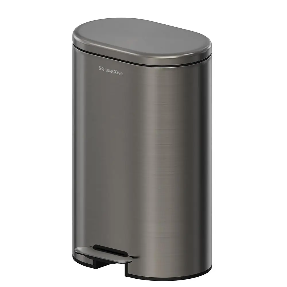 

8 Gallon Stainless Steel Kitchen Trash Can Soft Close Lid Fingerprint Proof Pedal Bin with Removable Inner Bucket for Indoor Use
