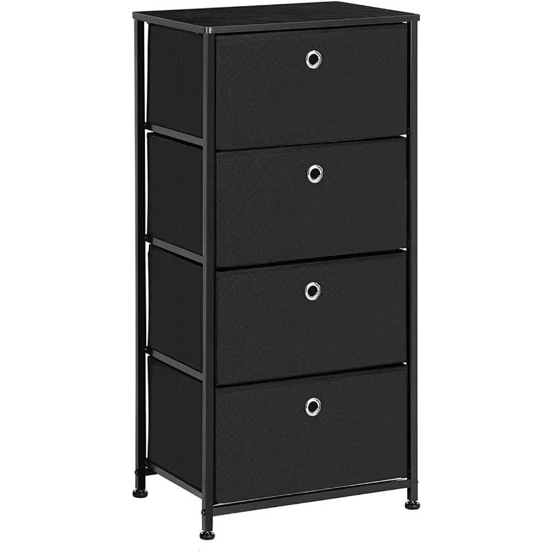 

Dresser with 4 Easy Pull Fabric Drawers, Chest of Drawers, Storage Organizer with Metal Frame, Wooden Tabletop