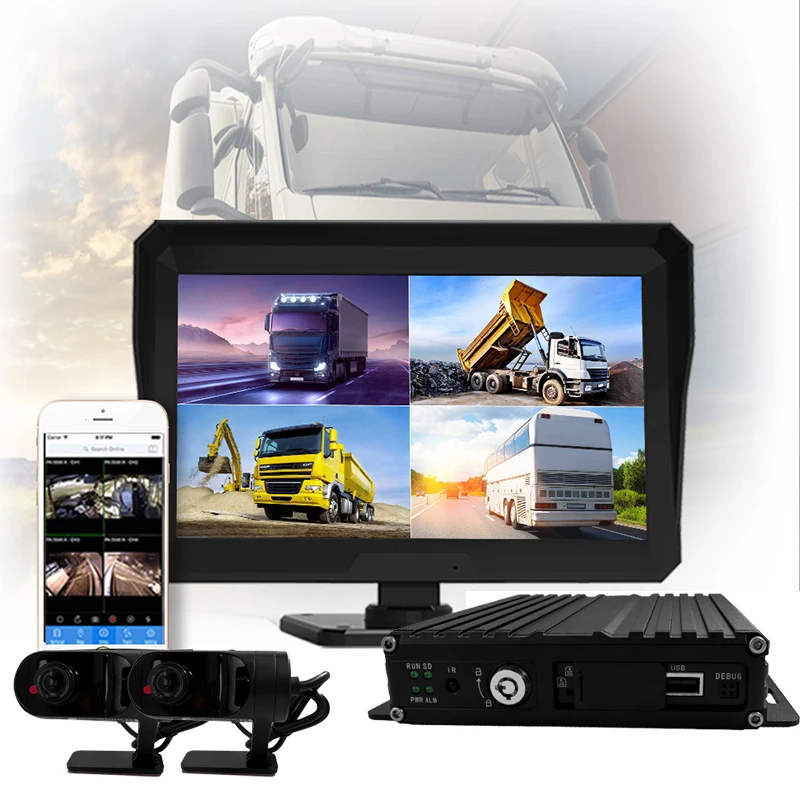 

4CH 1080P/720P AHD Dash Cam with Dual Lens & Rearview Mirror G-Sensor GPS4G WiFi ADAS Built-in Battery Mobile Car DVR