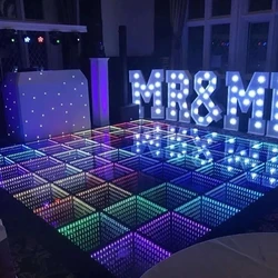 3 square meter Magnetic led dance floor 3D Infinity Mirror rgb dmx dance floor panels for wedding stage Party Event