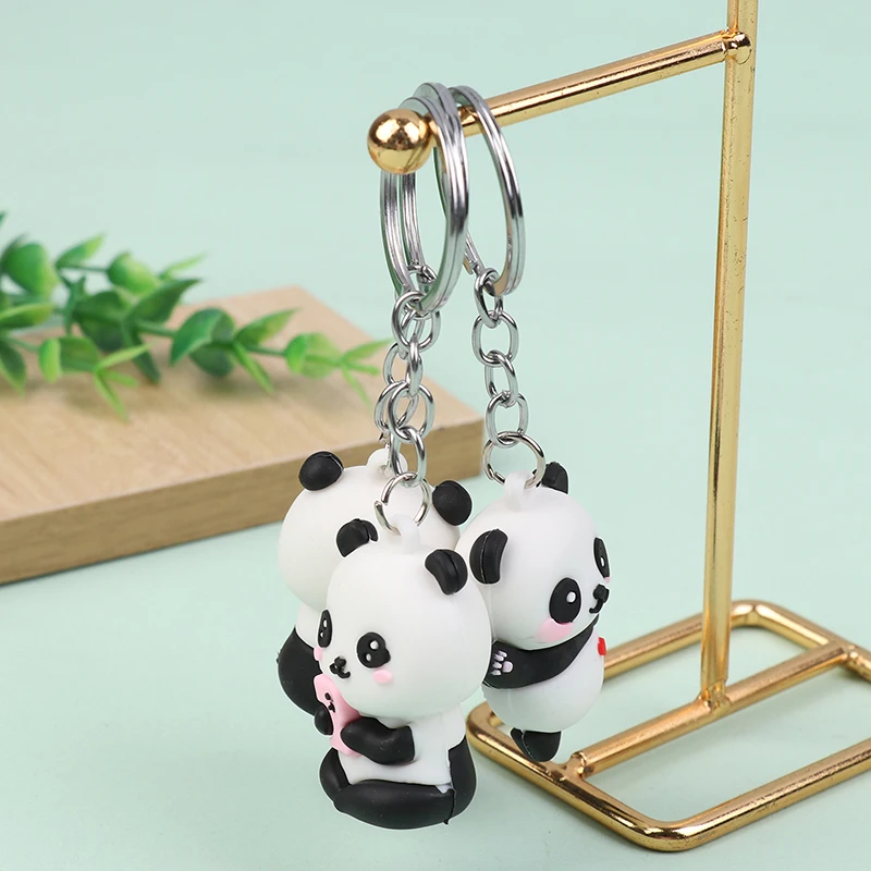 Cute Creative Cartoon Panda Couple Keychain Pendant Kawaii Doll Car Keychain Ladies Bag Charm Gift New Year