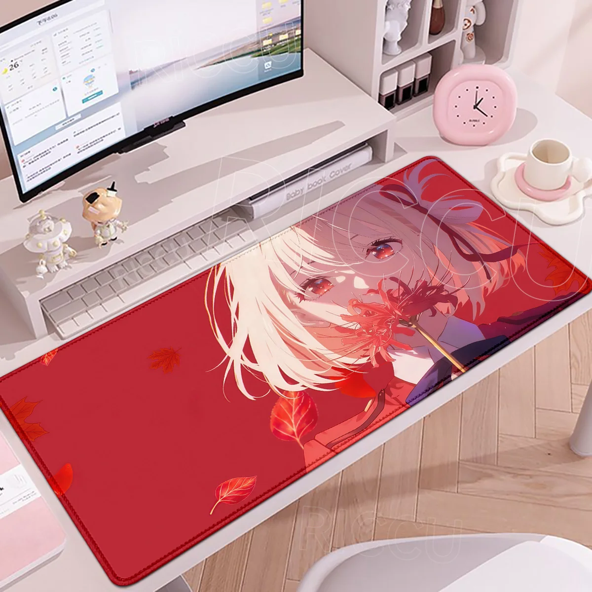 Anime Kawaii Girls Lycoris Recoil Mouse Pad Rubber Anti-Slip Locking Edge Deskmat PC Gamers Computer Keyboard Office Accessories