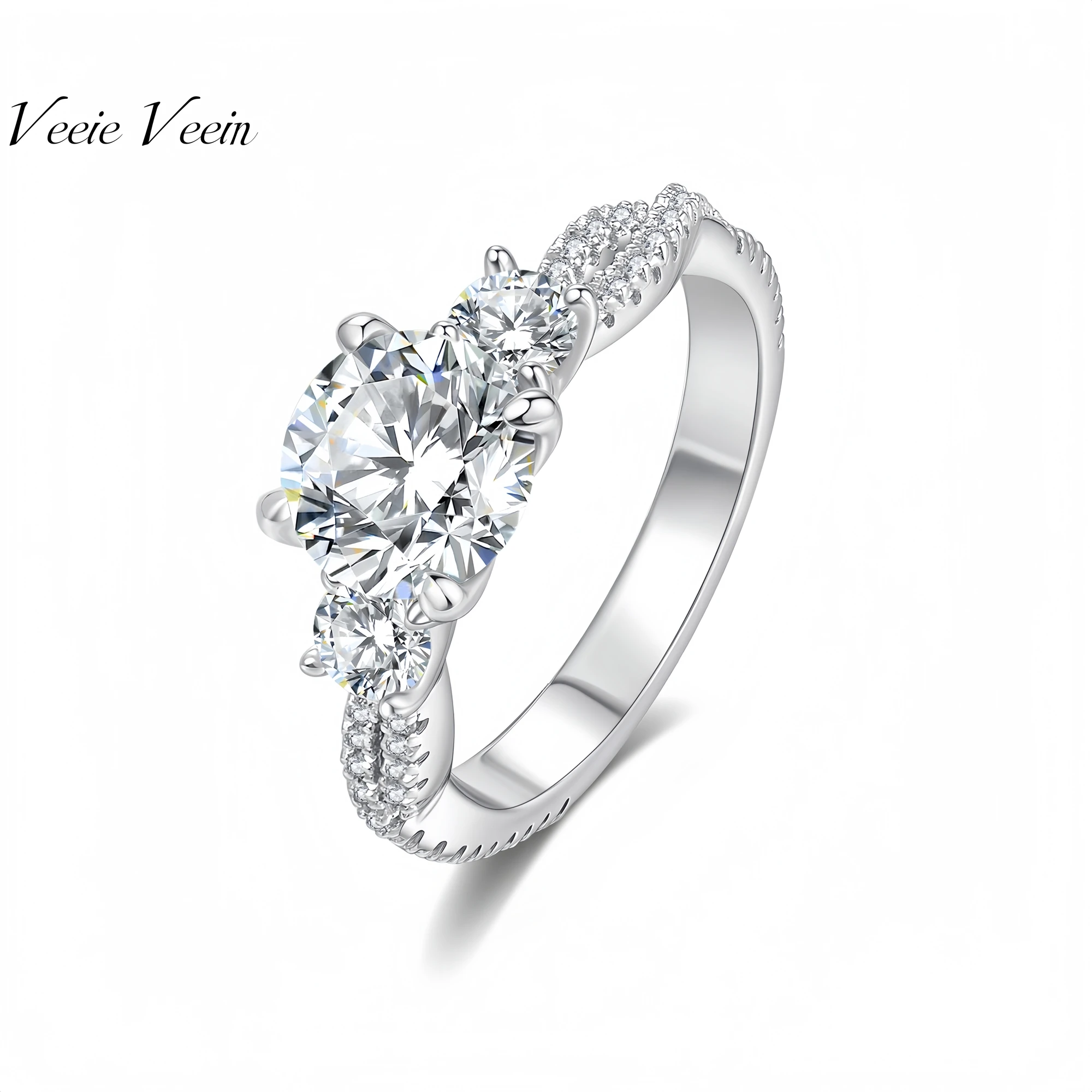 

Veeie Veein Элитный бренд 0,5 карата-1 грамм 2 карата Свадебное кольцо с муассанитом GRA Сертификат Ювелирные изделия из стерлингового серебра S925