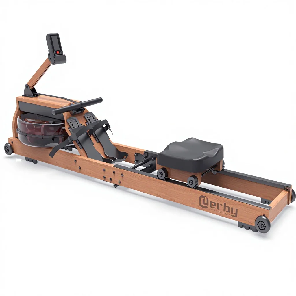 Heavy-duty Waterproof Solid Wood Foldable Rowing Machine-Ergonomically Designed Adjustable Resistance 120kg Capacity Home Use