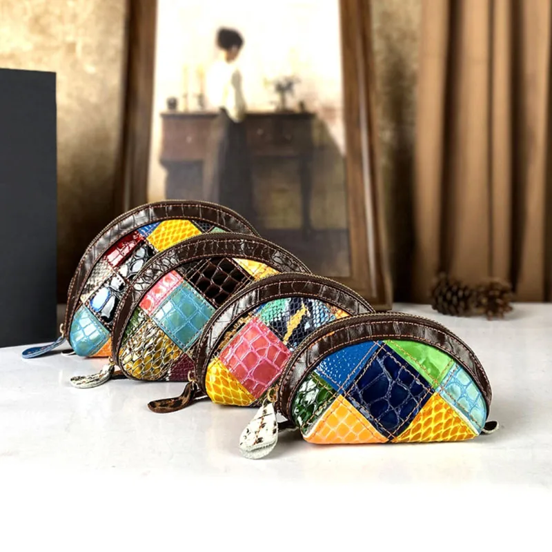 

Design a colorful snake pattern women's wallet with genuine leather, a new color contrasting women's handbag and coin purse