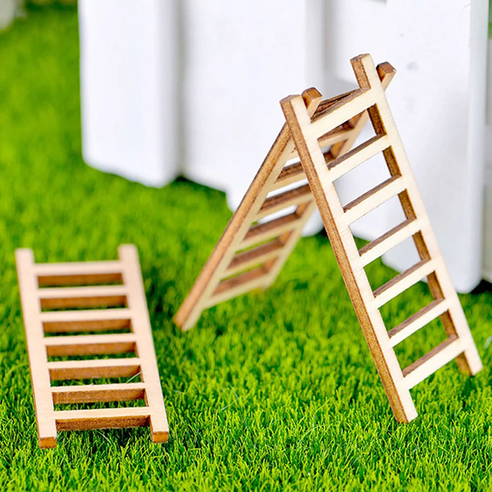 

20pcs Miniature Ladders Wooden Mini Ladders For House Diy Decor Accessories Unfinished Wood Ladder Craft Sand Table Micro