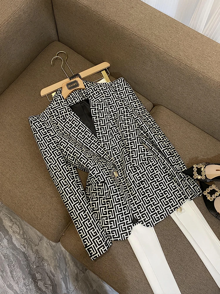 

2025 New Star Personalized oulder Raising Geometric Pattern Embroidery One Button Suit Jaet A7069 Commute Sle Slim Fit