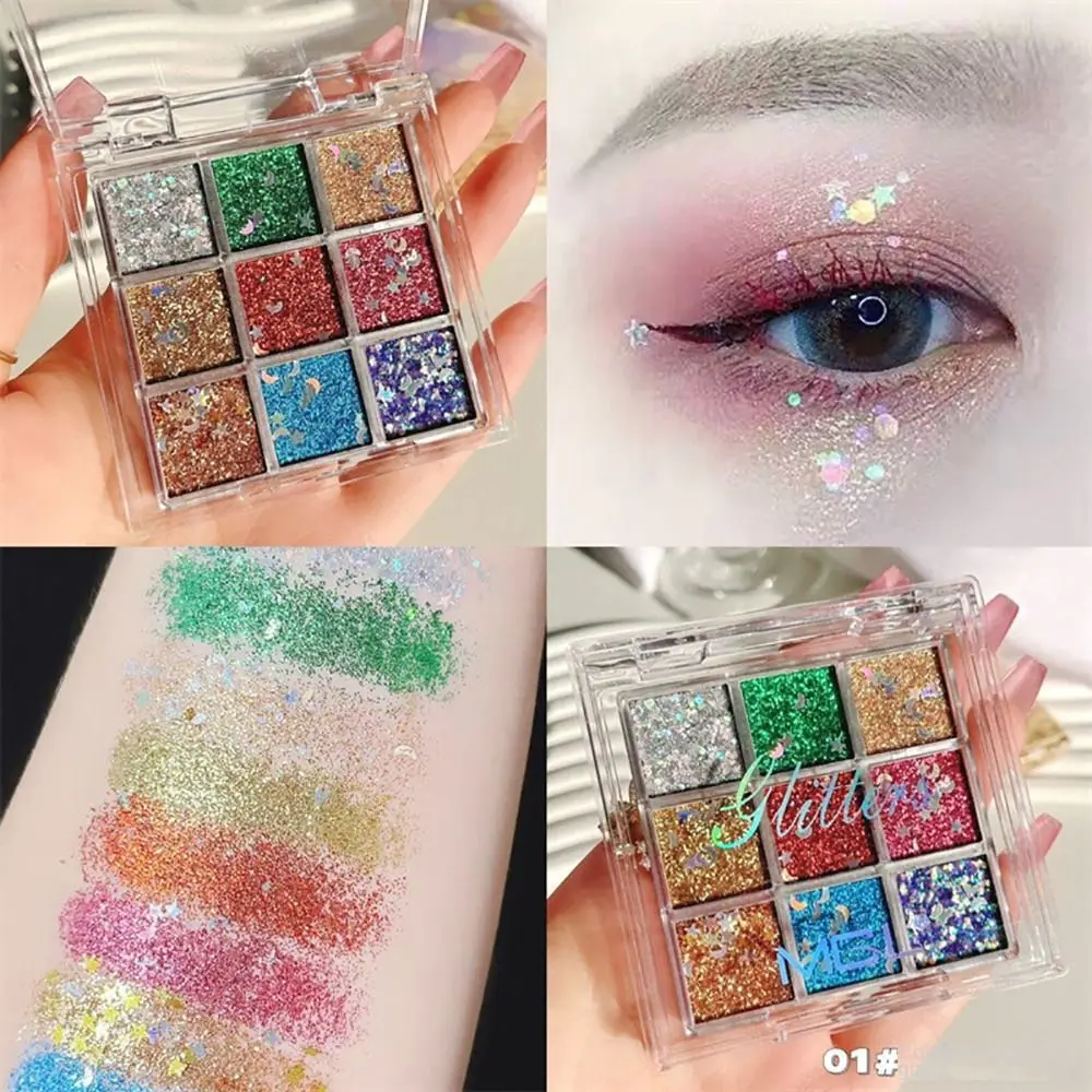 Waterproof Eyeshadow Palette Fashion Matte Glitter Pearlescent Eyeshadow Cosmetic Tool 9color Eye Makeup Children's Performance