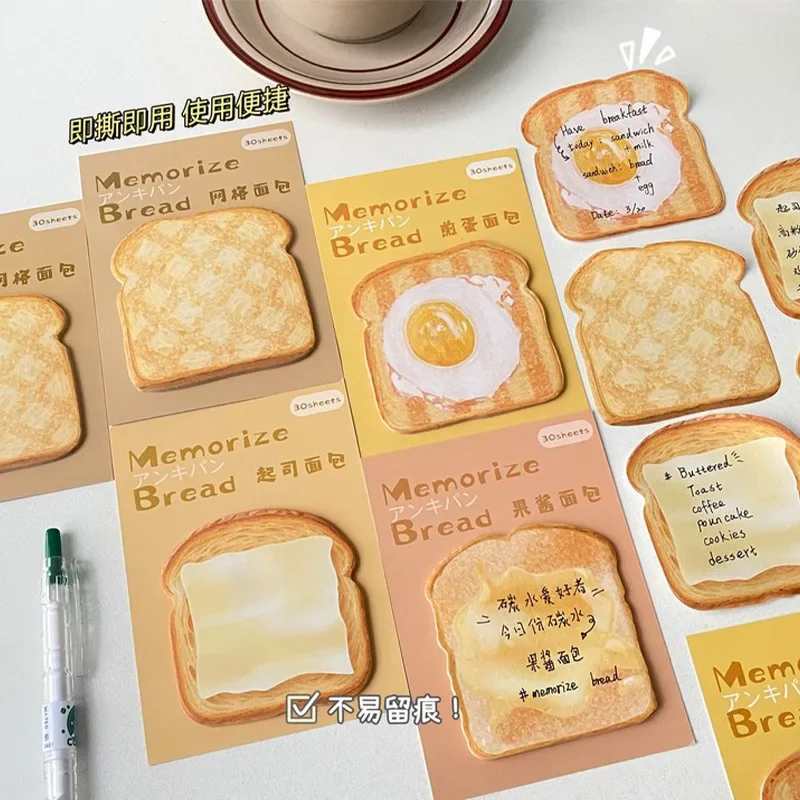 60packs Cute Toast Memo Pads Sticky Notes Post To Do List It Sticky Tabs Notepad Stationery Wholesale Office Planner Accessories