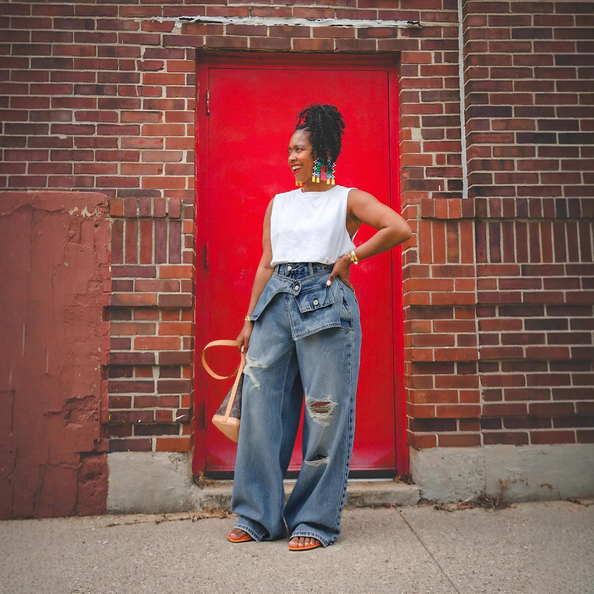 Hole Jeans Straight Pants Women Washed Mid Waist Loose Trousers Ripped Denims Distressed Vintage Streetwear Female Floor Length