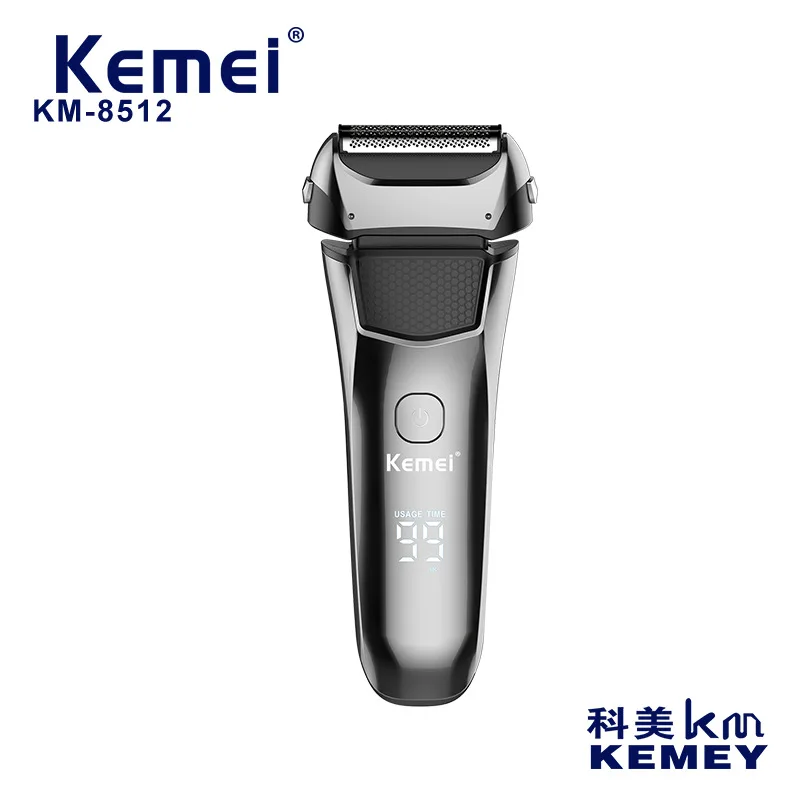 Kemei-máquina de afeitar eléctrica para hombre, afeitadora KM-8512 de doble capa, con pantalla Digital LCD, para lavar todo el cuerpo