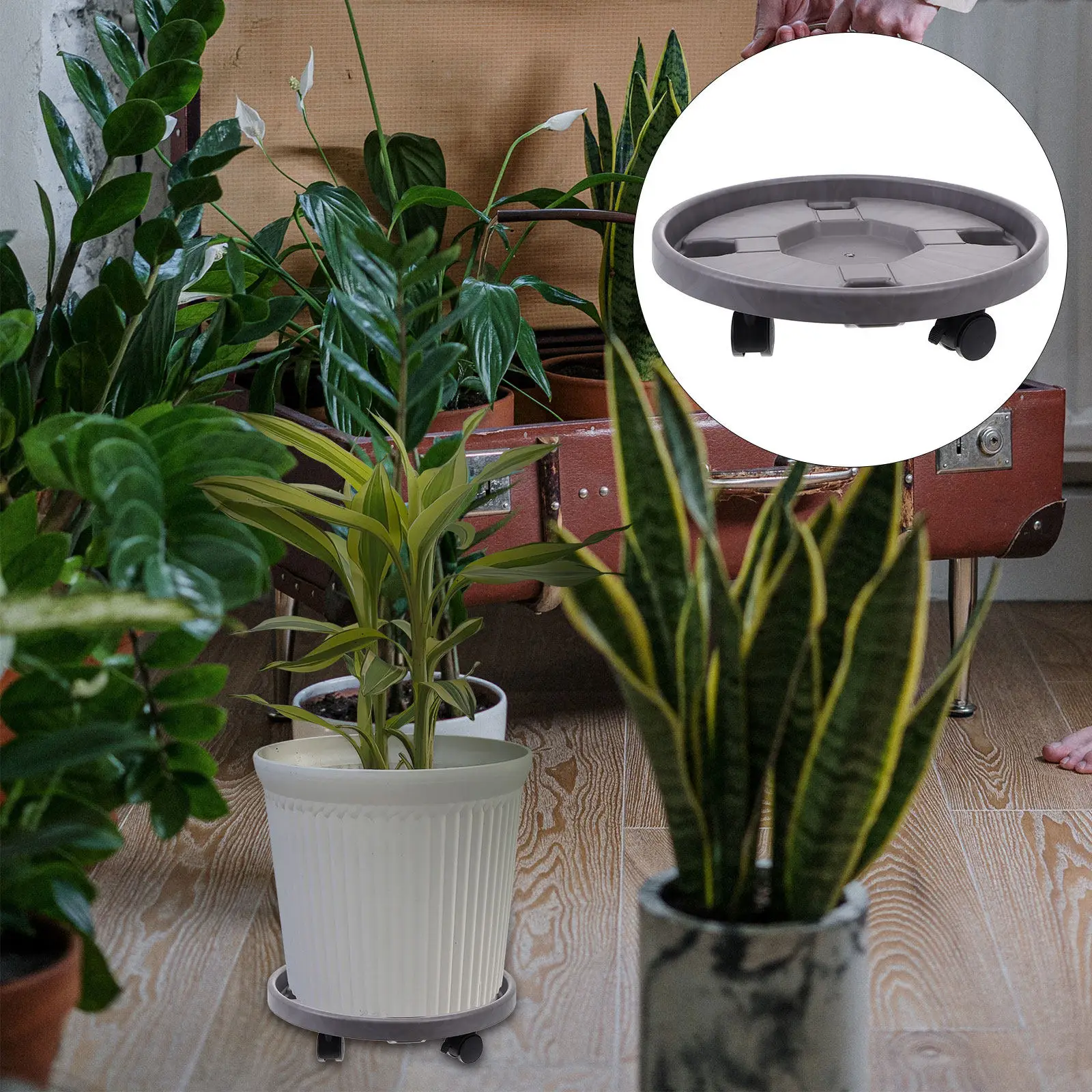1Pcs Heavy Duty Movable Flower Pot Rack Thick Plastic Vase Holder with Silent Casters for Indoor Outdoor Use Plant Pot Tray