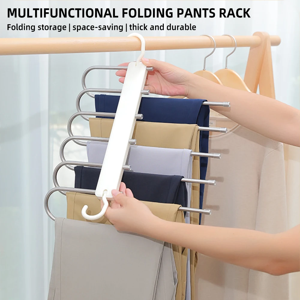 

Multi-functional 6 in 1 Pants Hanger For Clothes Rack Adjustable Closet Organizer Trouser Storage Rack Pants Tie Storage Shelf