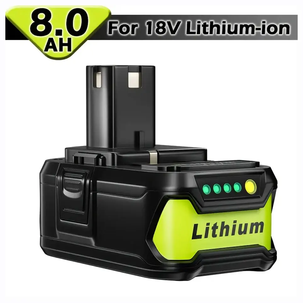 Batterie Li-ion Rechargeable 18V 8000mAh pour Ryobi ONE + P108 P109 P106 P105 P104 P103 RB18L50 RB18L40 BPL1820 BPL1815 RB18L60