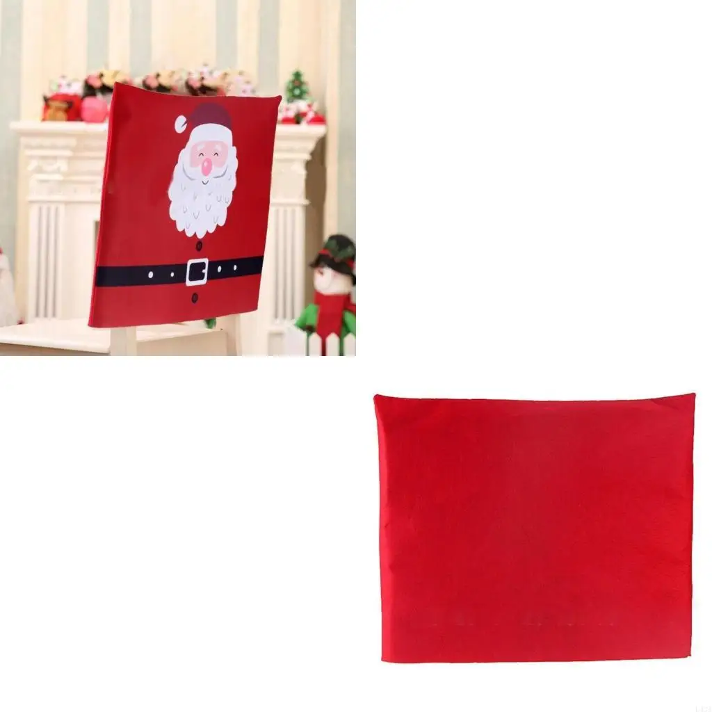 L43A Holiday Party Decor, Christmas Chair Cover Santa New Year Decoration