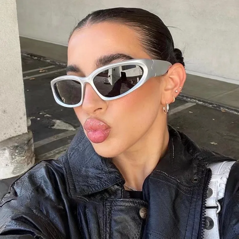Hiking New arrival Popular Women's Anti Light Glasses Punk Unique Oval Glasses Men Goggle Shades Mirror Colorful Y2K Eyewear