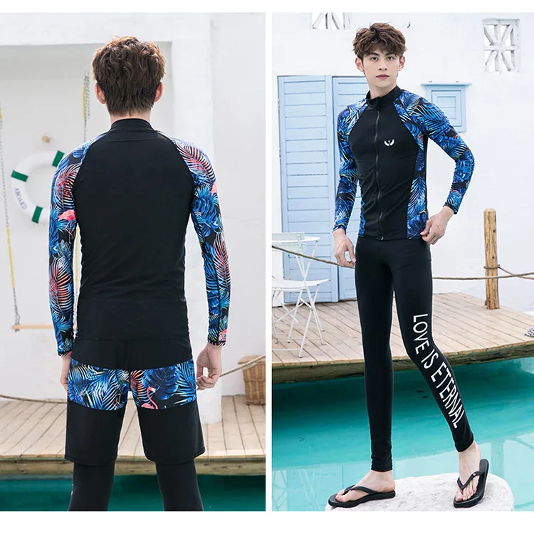 New Men\'s Women\'s Split Long-sleeved Trousers Swimsuit Surfing Suit Diving Suit Five-piece Suit Hot Spring Sea Beach Swimming