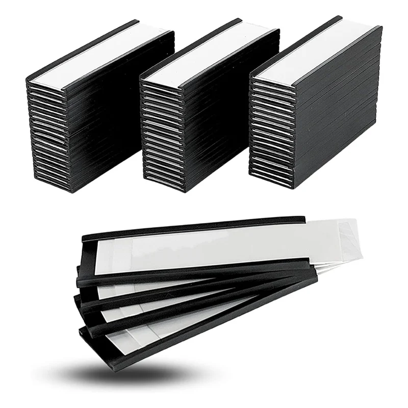 

60 Pack Magnetic C Channel Label Holders For Metal Racks And Shelves With Protective Films And Replacement Strips