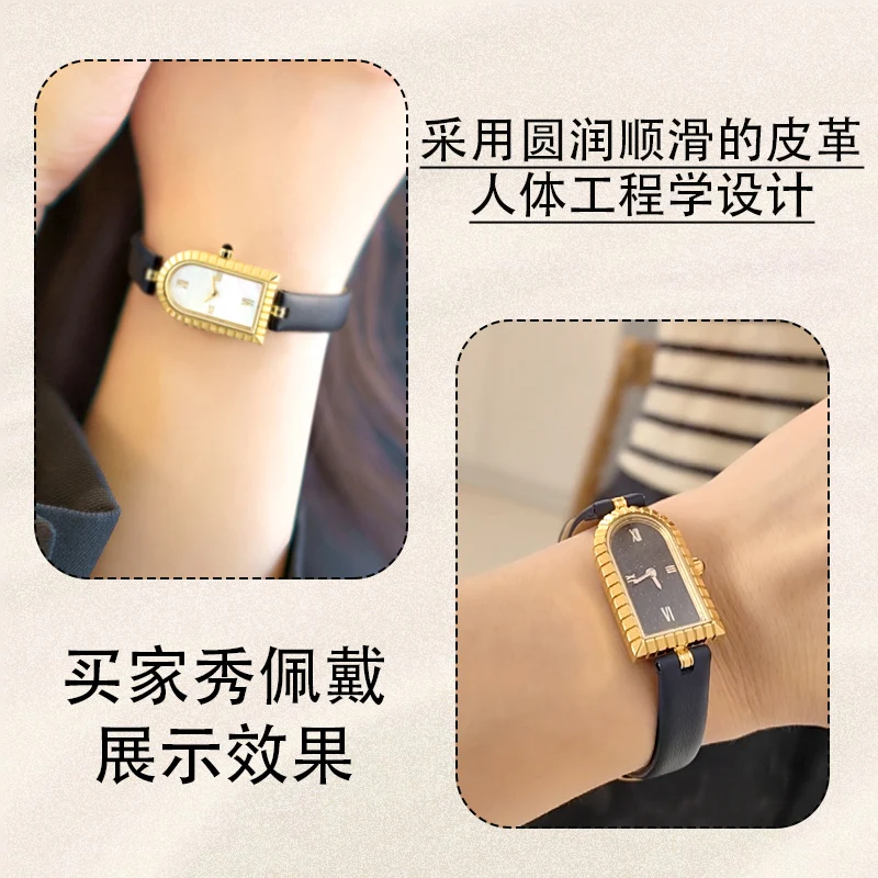 لولا وروز قوس سلسلة LR2501 الشق حجم صغير جلد طبيعي حزام ساعة اليد النساء سوار السيدات الفتيات سلسلة ساعات 10 مللي متر