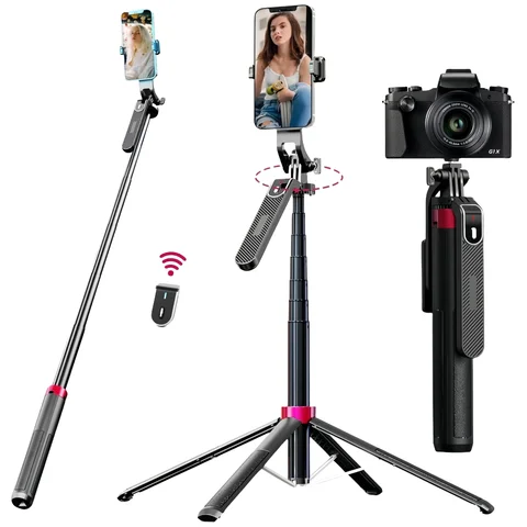 Przenośny statyw do aparatu z bezprzewodowym pilotem i obrotem 360 stopni °   rotacja do nagrywania wideo, nagrywania wideo i transmisji na żywo