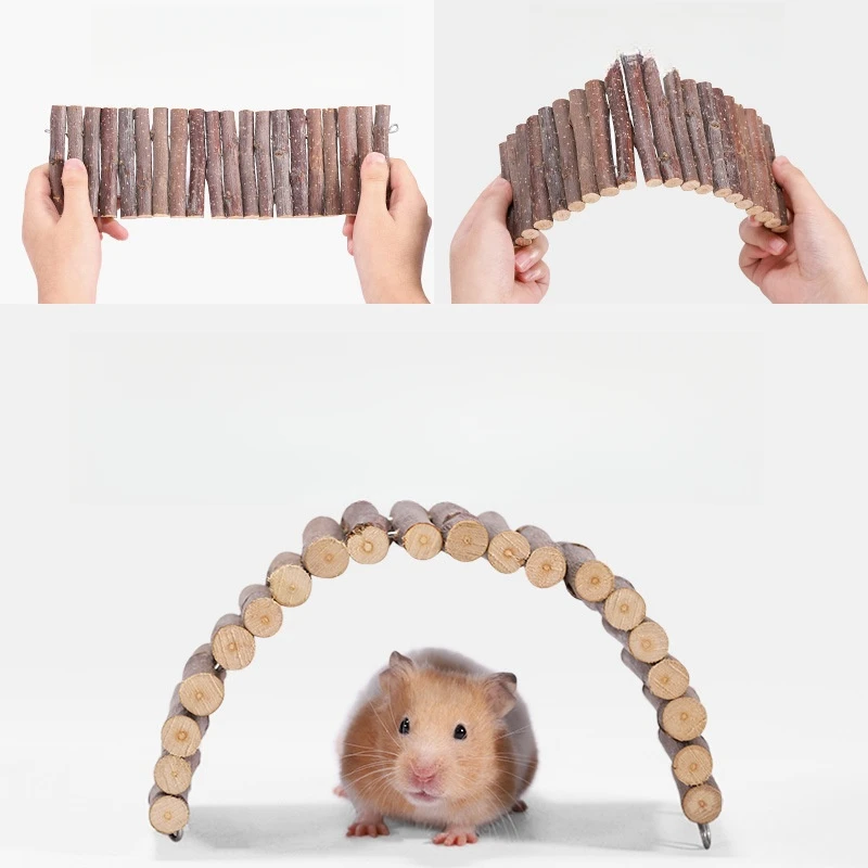 Pet Hamster Apple Branch Wood Fence Landscaping Toy Bendable Deformation Climbing Ladder Cage Decoration Molar Stick Chewing Toy