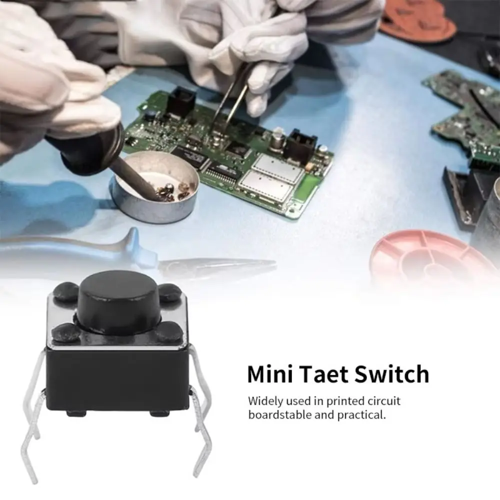 200pcs 6*6 Size Key Switch Kit 4 Feet Tactile Tact Push Button Switch 12V Mixed Touch Buttons Micro Switch Electronic Projects