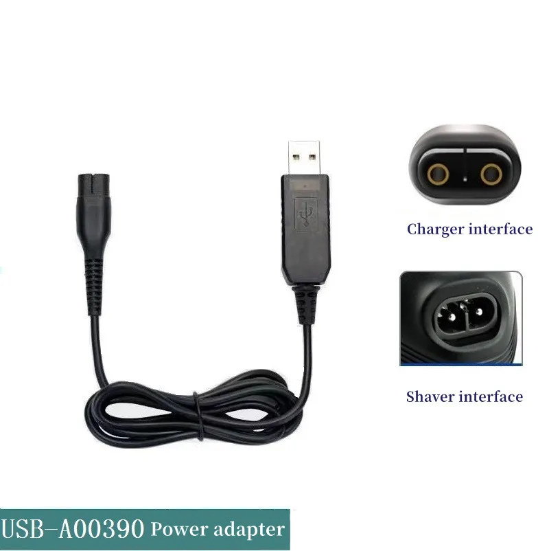 Cabo de carregamento USB, Adaptador elétrico, Cabo de alimentação, Carregador para Philips Shavers, E56B, A00390, A00390, RQ310, RQ320, RQ330RQ350, 5V