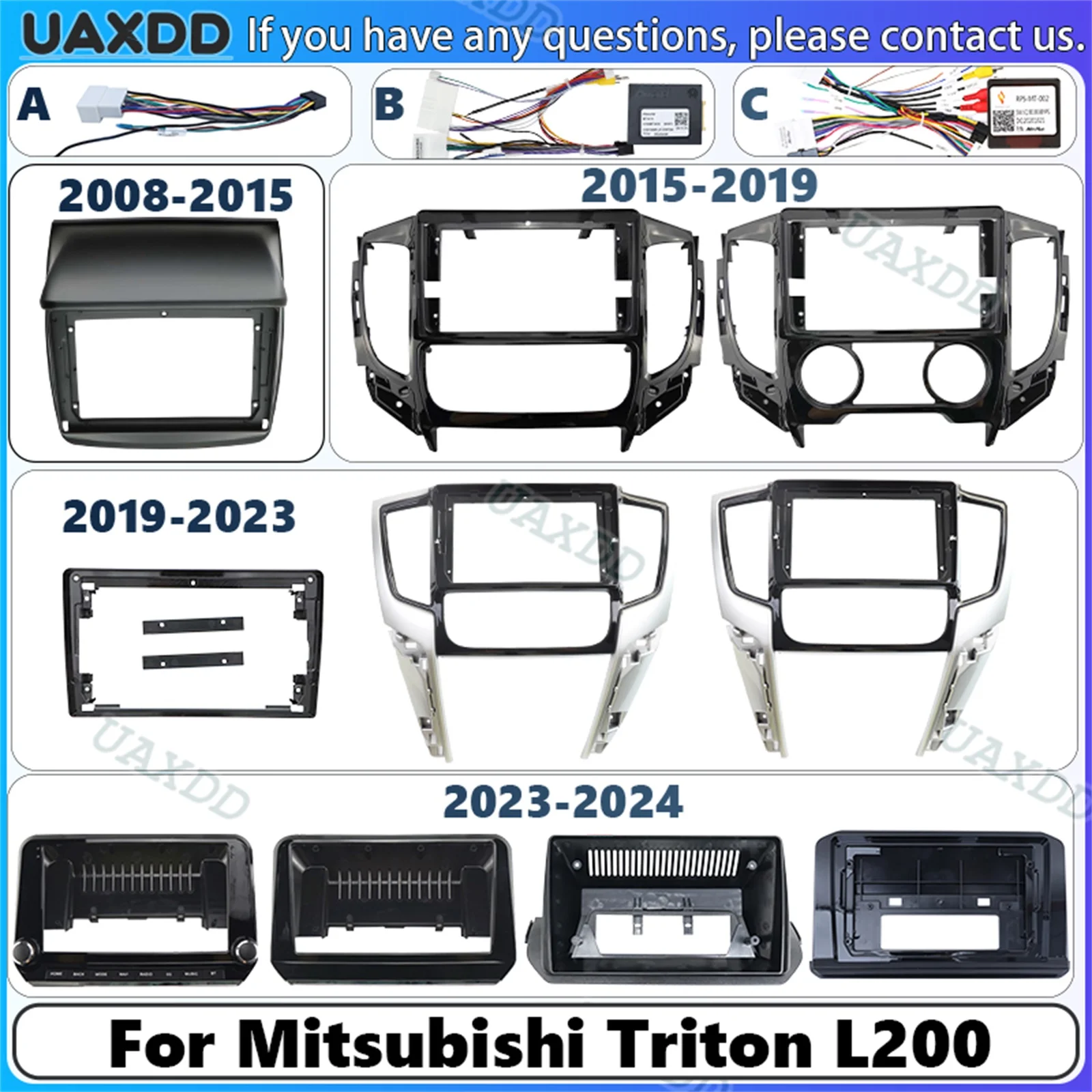 2 Din Car For 2008-2024 Mitsubishi Triton L200 9 10.1inch Interior Stereo Radio Android Frame Dvd Kit Panel Decoder Canbus Box