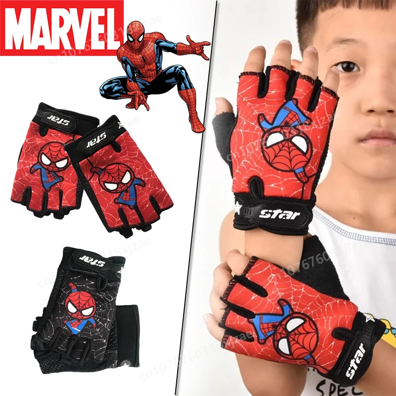 Disney Spideres Men Half-finger Glove Fashion Red Black Cool Boys Girls Sizing High Elasticity Bold Roller Skating Birthday Gift