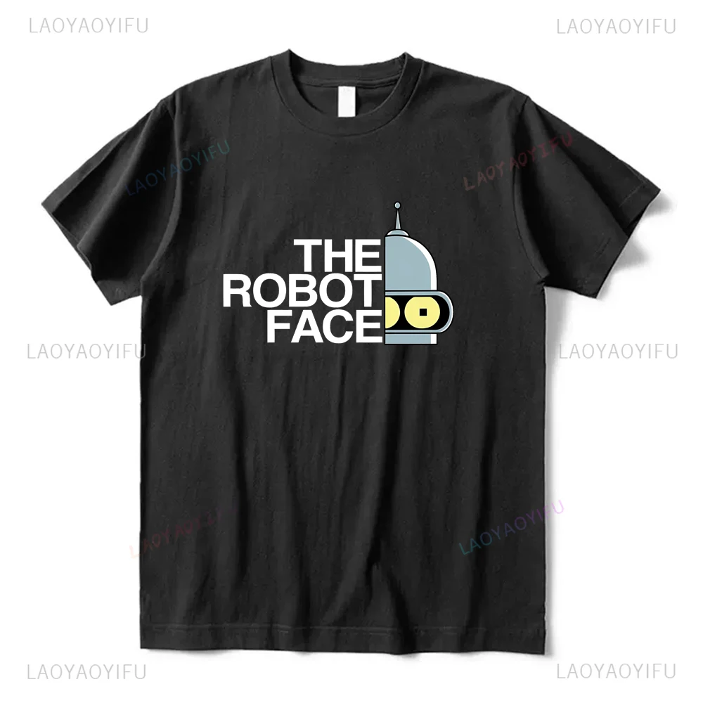 Funny The Robot Face Letters Men's and Women's Short Sleeve Printed T Shirt New Style Graphic Tees Unisex Tops Streetwear