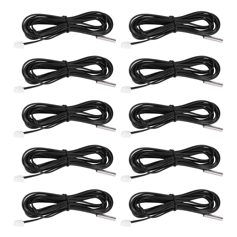 10X 2 M NTC Thermistor Temperature Sensor Waterproof Probe Wire 10 K 1% 3950 Black