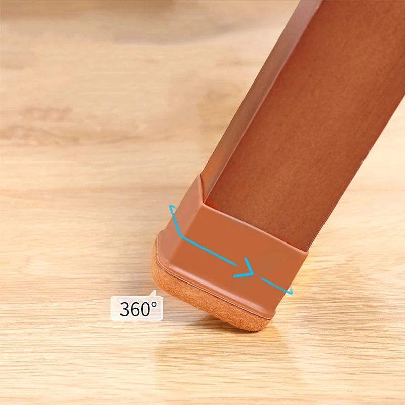 8 Stück Silikon-Stuhlbeinkappen, rechteckig, mit Filz-Fußabdeckung, Endkappen, Breite 22–32 mm, für Hartholztische – Detail 9
