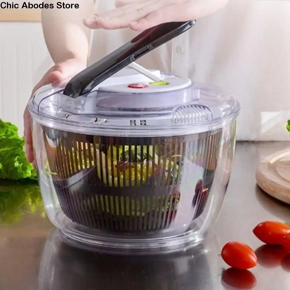

3 L Capacity Vegetable Salad Spinner Press-type Household Lettuce Leaf Dehydrator Quick Spin Salad Dryer Mixer