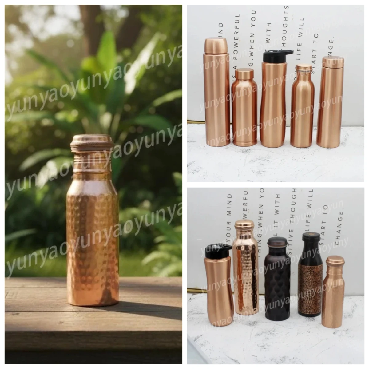 Copper Portable Cold Water Cup Leakproof Drink Bottle for Outdoor Yoga Sports Travel Daily Use