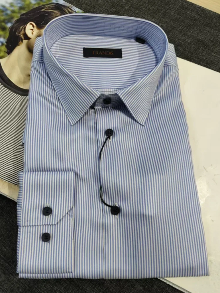 

Шелковая рубашка с длинным рукавом для мужчин, весенне-летний стиль, бренд TRANDS, деловая и повседневная одежда, молодежная, однотонная.
