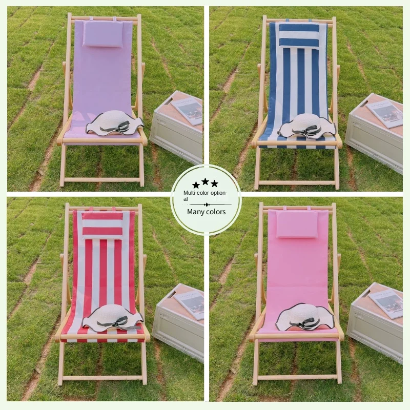

Wholesale Custom logo Adjustable Folding Wooden Lounge Chair Beach Chair