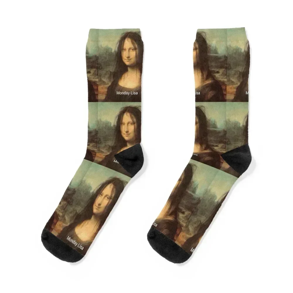 

Monday Lisa Mona Lisa Da Vinci joke - Postmodern Art Socks Toe sports football loose Argentina Women Socks Men's