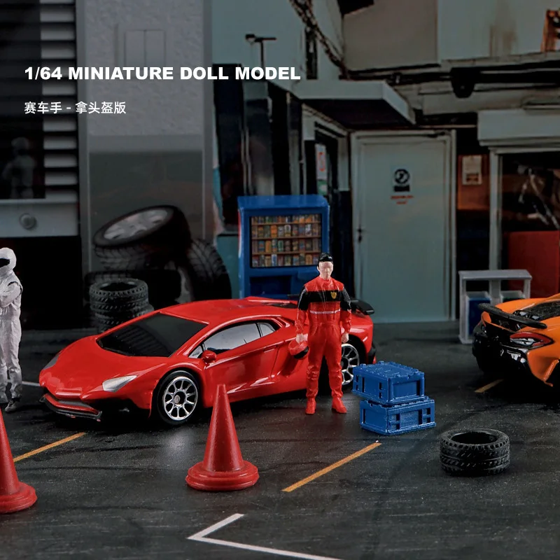 تمثال لمتسابق الدراجات النارية ذكور وإناث ، مصغرات مرسومة ، نموذج دمية صغيرة ، إكسسوارات مشهد إبداعية ، ديكور عرض المناظر الطبيعية ، 1:64