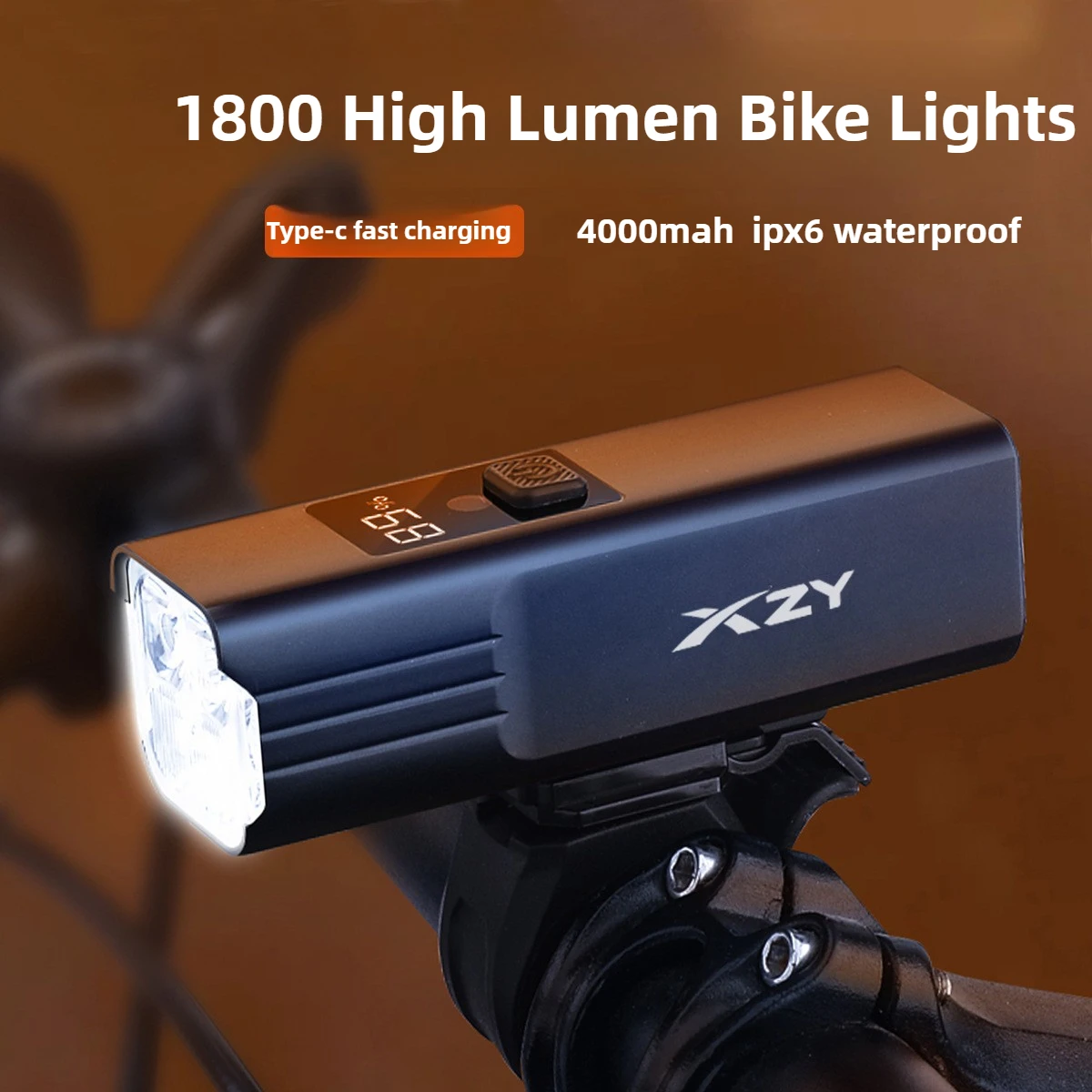 

1800 Lumens Bike Headlight - 4 LED Ultra-Bright for Night Riding IPX6 Waterproof Type-C Rechargeable Bike Light Bike Accessories
