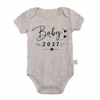 Combinaison Bébé 2027 pour Annonce de Grossesse, Imprimé Cœur, Manches Courtes, Grenouillère en Coton pour Nouveau-né, Tenue Révélatrice de Sexe 6