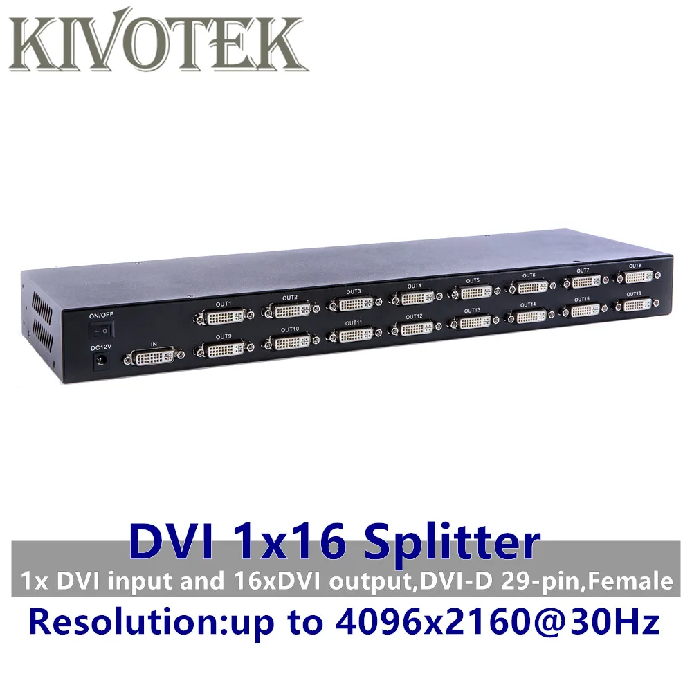 4K 16 Ports DVI Splitter,Dual Link DVI-D 1X16 Splitter Adapter Distributor,Female Connector 4096x2160 5V Power for CCTV HDCamera