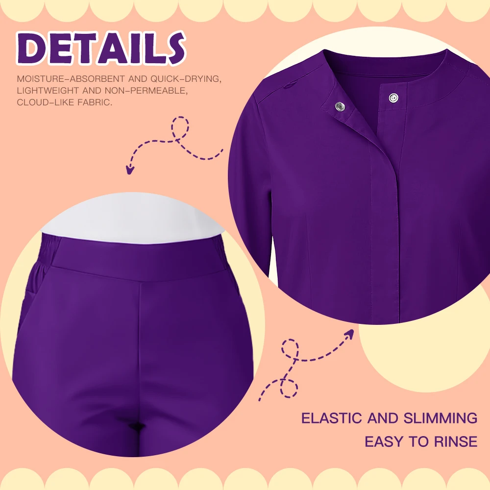 Slim Fit Medical Uniforms Hospital Women Scrubs Sets Doctors Nurses Long Sleeve Dental Clinic Beauty Spa Salon Workear Clothes