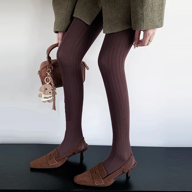 

Полосатые колготки женские, осень-зима 202, эластичные базовые колготки, однотонные суперэластичные колготки в стиле ретро, чулки, леггинсы