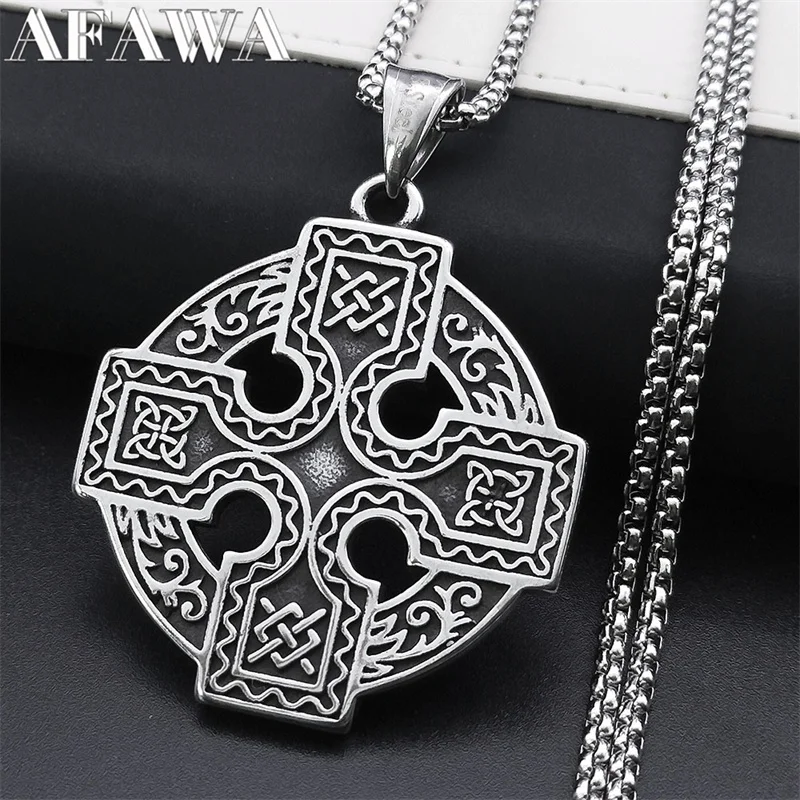 

Viking Celtic Knot Cross Necklace for Women/Men Stainless Steel Amulet Witch Knots Necklaces Jewelry nudo de bruja NZZ402S02