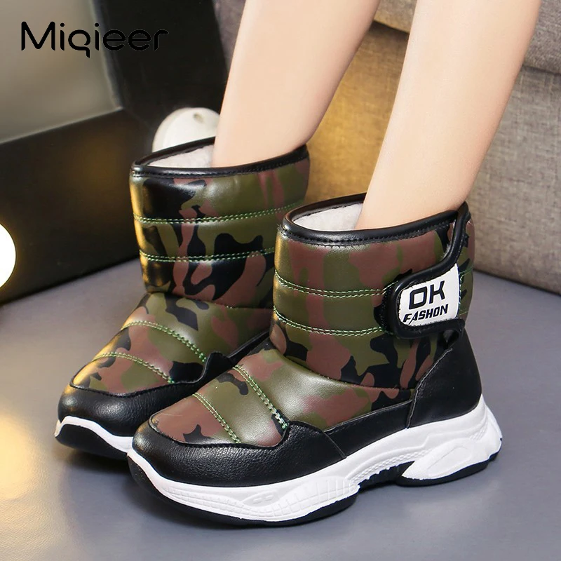 

Children Snow Boots For Girls Boys Baby Fleece Warm Anti Skid Kids Ankle Sapato Camouflage Water Proof Winter Boots Cotton Shoes