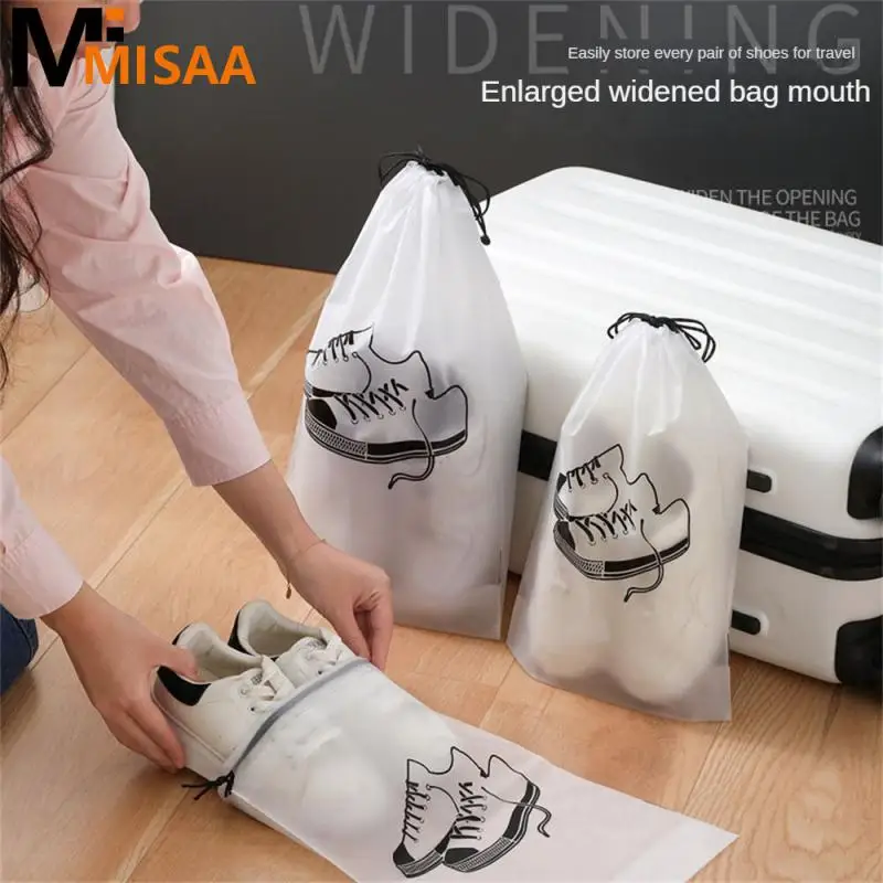 Drawstring Port Convenient Carry Water Proof Foldable Household Daily Dust-proof Capacity Shoe Bag Tidy Travel Frosted