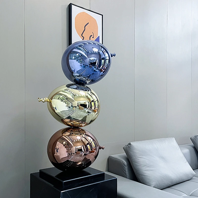 

Customized Multi Color Plating Finish Ornaments Hotel Home Decorative Electroplate Resin Balloon Sculpture